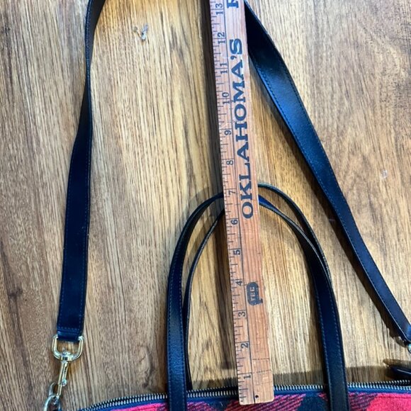 Talbots Buffalo Check Red and Black Plaid Slouchy Handbag - Picture 6 of 8